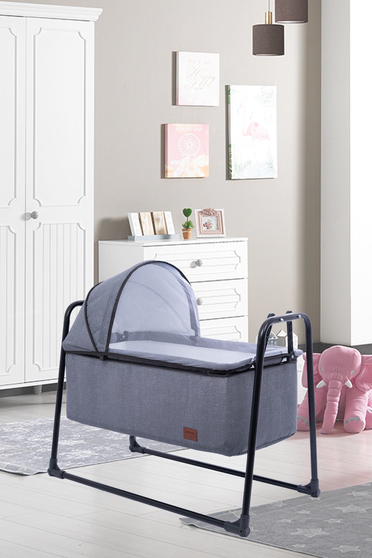 alderon baby Keten Tenteli Silinebilir Portatif Sallanır Anne Yanı Beşik Sepet Beşik Hamak Beşik XXL